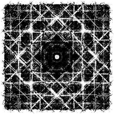 Grunge üst üste biniyor. Soyut siyah-beyaz vektör arkaplanı. Çatlak, leke ve noktalarda kirli desenli tek renkli klasik yüzey. Karanlık korku tarzında eski bir duvar.