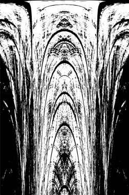 Grunge üst üste biniyor. Soyut siyah-beyaz vektör arkaplanı. Çatlak, leke ve noktalarda kirli desenli tek renkli klasik yüzey. Karanlık korku tarzında eski bir duvar.