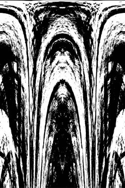 Grunge üst üste biniyor. Soyut siyah-beyaz vektör arkaplanı. Çatlak, leke ve noktalarda kirli desenli tek renkli klasik yüzey. Karanlık korku tarzında eski bir duvar.