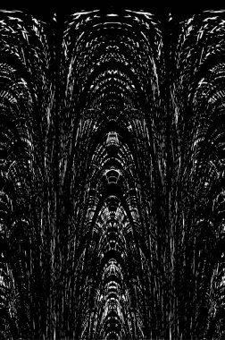 Grunge dikey olarak simetrik siyah beyaz doku. Tek renkli yıpranmış kaplama deseni. 