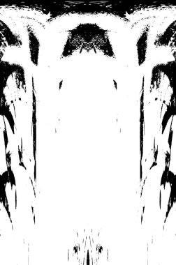 Grunge üst üste biniyor. Soyut siyah-beyaz vektör arkaplanı. Çatlak, leke ve noktalarda kirli desenli tek renkli klasik yüzey. Karanlık korku tarzında eski bir duvar.