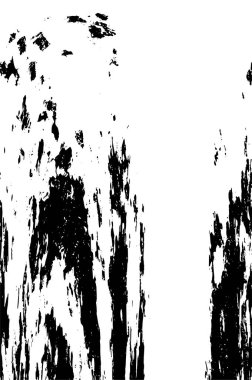 Grunge üst üste biniyor. Soyut siyah-beyaz vektör arkaplanı. Çatlak, leke ve noktalarda kirli desenli tek renkli klasik yüzey. Karanlık korku tarzında eski bir duvar.
