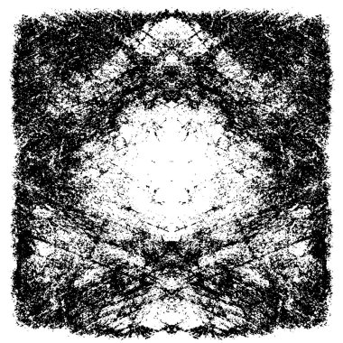 Grunge üst üste biniyor. Soyut siyah-beyaz vektör arkaplanı. Çatlak, leke ve noktalarda kirli desenli tek renkli klasik yüzey. Karanlık korku tarzında eski bir duvar.