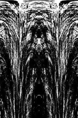 Grunge üst üste biniyor. Soyut siyah-beyaz vektör arkaplanı. Çatlak, leke ve noktalarda kirli desenli tek renkli klasik yüzey. Karanlık korku tarzında eski bir duvar.