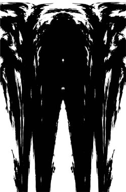 Grunge dikey olarak simetrik siyah beyaz doku. Tek renkli yıpranmış kaplama deseni. 