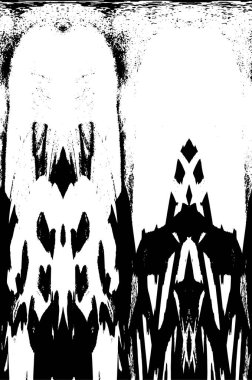 Grunge üst üste biniyor. Soyut siyah-beyaz vektör arkaplanı. Çatlak, leke ve noktalarda kirli desenli tek renkli klasik yüzey. Karanlık korku tarzında eski bir duvar.