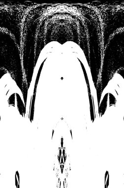 Grunge dikey olarak simetrik siyah beyaz doku. Tek renkli yıpranmış kaplama deseni. 