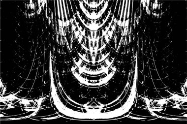 Grunge üst üste biniyor. Soyut siyah-beyaz vektör arkaplanı. Çatlak, leke ve noktalarda kirli desenli tek renkli klasik yüzey. Karanlık korku tarzında eski bir duvar.