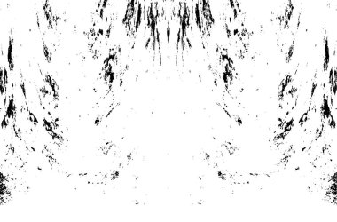 Grunge üst üste biniyor. Soyut siyah-beyaz vektör arkaplanı. Çatlak, leke ve noktalarda kirli desenli tek renkli klasik yüzey. Karanlık korku tarzında eski bir duvar.