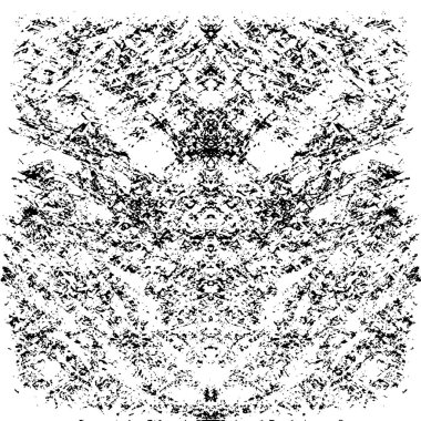 Grunge üst üste biniyor. Soyut siyah-beyaz vektör arkaplanı. Çatlak, leke ve noktalarda kirli desenli tek renkli klasik yüzey. Karanlık korku tarzında eski bir duvar.