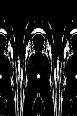 Grunge dikey olarak simetrik siyah beyaz doku. Tek renkli yıpranmış kaplama deseni. 