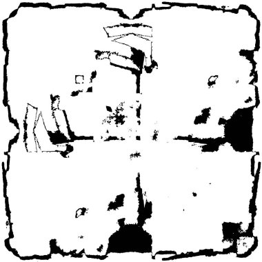 Grunge üst üste biniyor. Soyut siyah-beyaz vektör arkaplanı. Çatlak, leke ve noktalarda kirli desenli tek renkli klasik yüzey. Karanlık korku tarzında eski bir duvar.