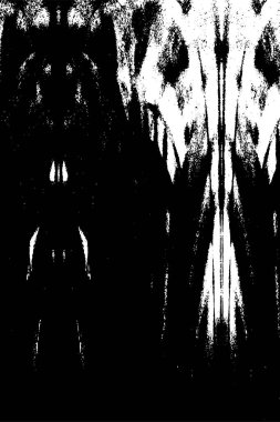 Grunge üst üste biniyor. Soyut siyah-beyaz vektör arkaplanı. Çatlak, leke ve noktalarda kirli desenli tek renkli klasik yüzey. Karanlık korku tarzında eski bir duvar.