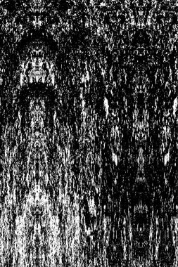 Grunge üst üste biniyor. Soyut siyah-beyaz vektör arkaplanı. Çatlak, leke ve noktalarda kirli desenli tek renkli klasik yüzey. Karanlık korku tarzında eski bir duvar.