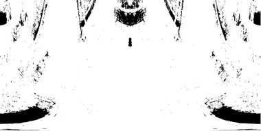 Grunge üst üste biniyor. Soyut siyah-beyaz vektör arkaplanı. Çatlak, leke ve noktalarda kirli desenli tek renkli klasik yüzey. Karanlık korku tarzında eski bir duvar.