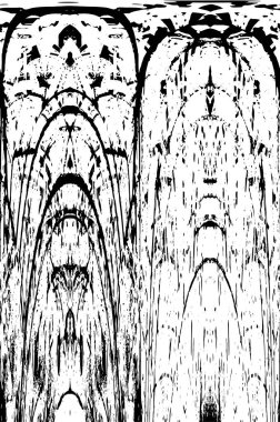 Grunge üst üste biniyor. Soyut siyah-beyaz vektör arkaplanı. Çatlak, leke ve noktalarda kirli desenli tek renkli klasik yüzey. Karanlık korku tarzında eski bir duvar.