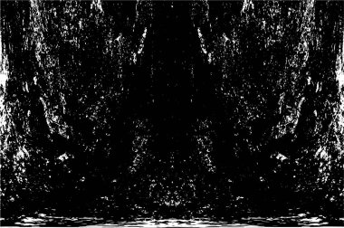 Grunge üst üste biniyor. Soyut siyah-beyaz vektör arkaplanı. Çatlak, leke ve noktalarda kirli desenli tek renkli klasik yüzey. Karanlık korku tarzında eski bir duvar.