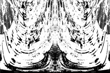 Grunge üst üste biniyor. Soyut siyah-beyaz vektör arkaplanı. Çatlak, leke ve noktalarda kirli desenli tek renkli klasik yüzey. Karanlık korku tarzında eski bir duvar.