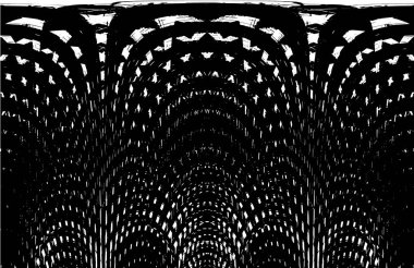 Grunge üst üste biniyor. Soyut siyah-beyaz vektör arkaplanı. Çatlak, leke ve noktalarda kirli desenli tek renkli klasik yüzey. Karanlık korku tarzında eski bir duvar.