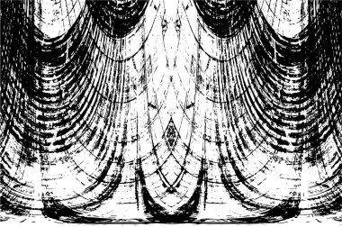 Grunge üst üste biniyor. Soyut siyah-beyaz vektör arkaplanı. Çatlak, leke ve noktalarda kirli desenli tek renkli klasik yüzey. Karanlık korku tarzında eski bir duvar.