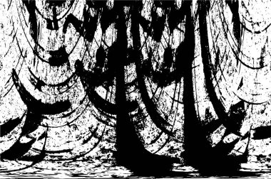 Grunge üst üste biniyor. Soyut siyah-beyaz vektör arkaplanı. Çatlak, leke ve noktalarda kirli desenli tek renkli klasik yüzey. Karanlık korku tarzında eski bir duvar.