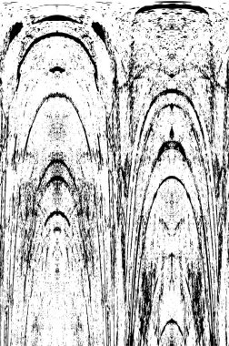 Grunge üst üste biniyor. Soyut siyah-beyaz vektör arkaplanı. Çatlak, leke ve noktalarda kirli desenli tek renkli klasik yüzey. Karanlık korku tarzında eski bir duvar.