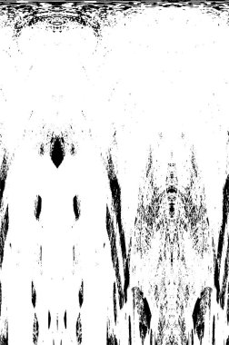 Grunge üst üste biniyor. Soyut siyah-beyaz vektör arkaplanı. Çatlak, leke ve noktalarda kirli desenli tek renkli klasik yüzey. Karanlık korku tarzında eski bir duvar.