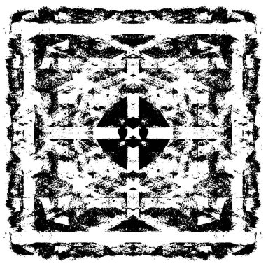 Grunge üst üste biniyor. Soyut siyah-beyaz vektör arkaplanı. Çatlak, leke ve noktalarda kirli desenli tek renkli klasik yüzey. Karanlık korku tarzında eski bir duvar.