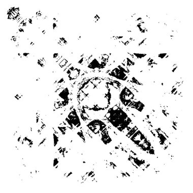 Grunge üst üste biniyor. Soyut siyah-beyaz vektör arkaplanı. Çatlak, leke ve noktalarda kirli desenli tek renkli klasik yüzey. Karanlık korku tarzında eski bir duvar.