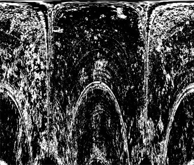 Grunge üst üste biniyor. Soyut siyah-beyaz vektör arkaplanı. Çatlak, leke ve noktalarda kirli desenli tek renkli klasik yüzey. Karanlık korku tarzında eski bir duvar.