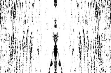 Grunge üst üste biniyor. Soyut siyah-beyaz vektör arkaplanı. Çatlak, leke ve noktalarda kirli desenli tek renkli klasik yüzey. Karanlık korku tarzında eski bir duvar.