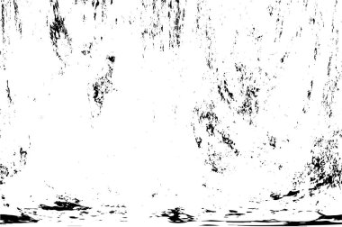 Grunge üst üste biniyor. Soyut siyah-beyaz vektör arkaplanı. Çatlak, leke ve noktalarda kirli desenli tek renkli klasik yüzey. Karanlık korku tarzında eski bir duvar.