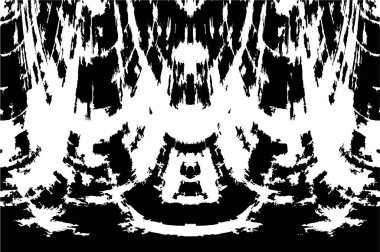 Grunge üst üste biniyor. Soyut siyah-beyaz vektör arkaplanı. Çatlak, leke ve noktalarda kirli desenli tek renkli klasik yüzey. Karanlık korku tarzında eski bir duvar.