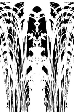 Grunge dikey olarak simetrik siyah beyaz doku. Tek renkli yıpranmış kaplama deseni. 