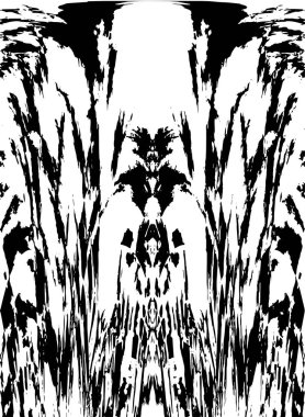 Grunge dikey olarak simetrik siyah beyaz doku. Tek renkli yıpranmış kaplama deseni. 