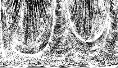 Grunge üst üste biniyor. Soyut siyah-beyaz vektör arkaplanı. Çatlak, leke ve noktalarda kirli desenli tek renkli klasik yüzey. Karanlık korku tarzında eski bir duvar.