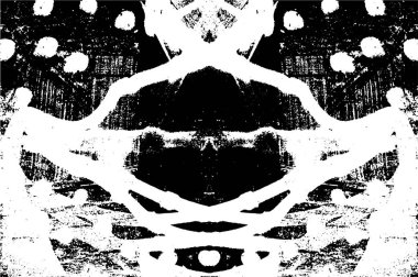 Grunge üst üste biniyor. Soyut siyah-beyaz vektör arkaplanı. Çatlak, leke ve noktalarda kirli desenli tek renkli klasik yüzey. Karanlık korku tarzında eski bir duvar.