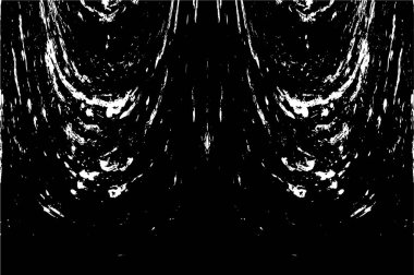 Grunge üst üste biniyor. Soyut siyah-beyaz vektör arkaplanı. Çatlak, leke ve noktalarda kirli desenli tek renkli klasik yüzey. Karanlık korku tarzında eski bir duvar.