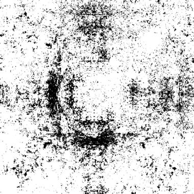 Grunge üst üste biniyor. Soyut siyah-beyaz vektör arkaplanı. Çatlak, leke ve noktalarda kirli desenli tek renkli klasik yüzey. Karanlık korku tarzında eski bir duvar.