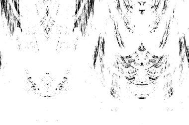 Grunge üst üste biniyor. Soyut siyah-beyaz vektör arkaplanı. Çatlak, leke ve noktalarda kirli desenli tek renkli klasik yüzey. Karanlık korku tarzında eski bir duvar.