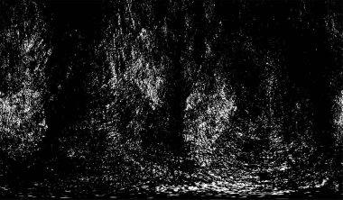 Grunge üst üste biniyor. Soyut siyah-beyaz vektör arkaplanı. Çatlak, leke ve noktalarda kirli desenli tek renkli klasik yüzey. Karanlık korku tarzında eski bir duvar.