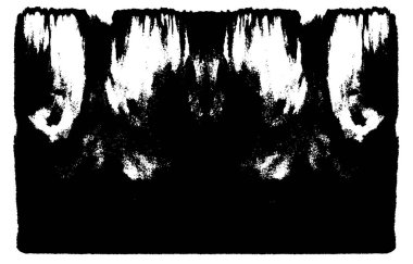 Grunge üst üste biniyor. Soyut siyah-beyaz vektör arkaplanı. Çatlak, leke ve noktalarda kirli desenli tek renkli klasik yüzey. Karanlık korku tarzında eski bir duvar.