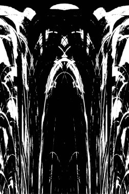 Grunge üst üste biniyor. Soyut siyah-beyaz vektör arkaplanı. Çatlak, leke ve noktalarda kirli desenli tek renkli klasik yüzey. Karanlık korku tarzında eski bir duvar.