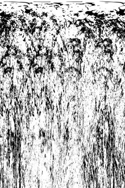 Grunge üst üste biniyor. Soyut siyah-beyaz vektör arkaplanı. Çatlak, leke ve noktalarda kirli desenli tek renkli klasik yüzey. Karanlık korku tarzında eski bir duvar.