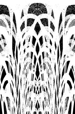 Grunge dikey olarak simetrik siyah beyaz doku. Tek renkli yıpranmış kaplama deseni. 