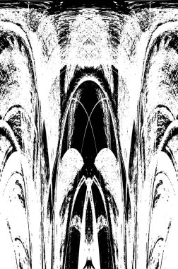 Grunge dikey olarak simetrik siyah beyaz doku. Tek renkli yıpranmış kaplama deseni. 