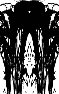 Grunge dikey olarak simetrik siyah beyaz doku. Tek renkli yıpranmış kaplama deseni. 