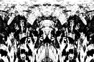 Grunge dikey olarak simetrik siyah beyaz doku. Tek renkli yıpranmış kaplama deseni. 