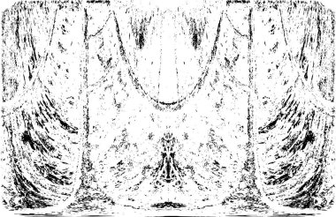 Grunge dikey olarak simetrik siyah beyaz doku. Tek renkli yıpranmış kaplama deseni. 