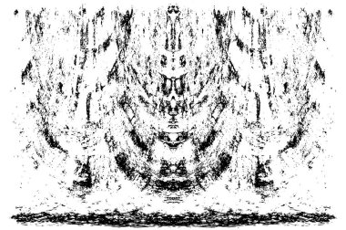 Grunge dikey olarak simetrik siyah beyaz doku. Tek renkli yıpranmış kaplama deseni. 